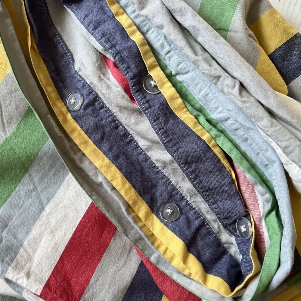 Pottery Barn Kids Organic Cotton Twin Duvet Cover Multi Stripe +New Pillowcase